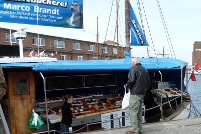 Wismar smoked fish stall on boat