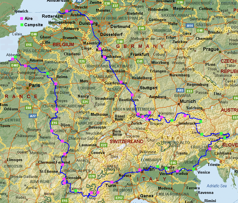 Europe 2015 route map