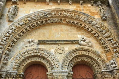 Vouvant church decorated doorway