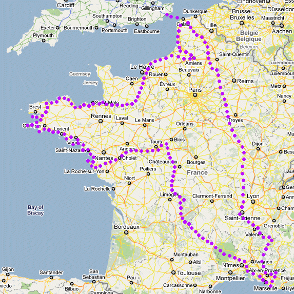 Our route in France 2010