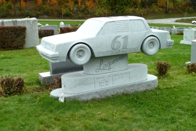 Hope cemetery granite car headstone