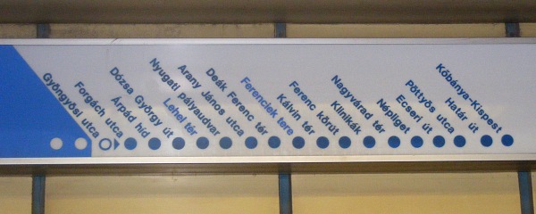 Budapest metro stations sign